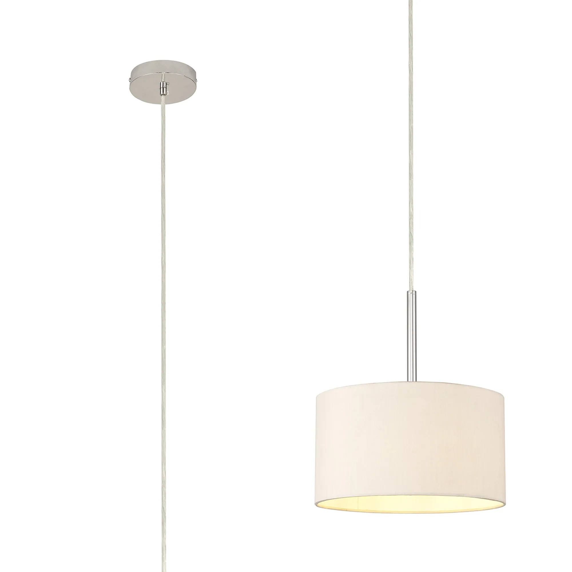 DK0120  Baymont 30cm Pendant 1 Light Polished Chrome; Nude Beige/Moonlight